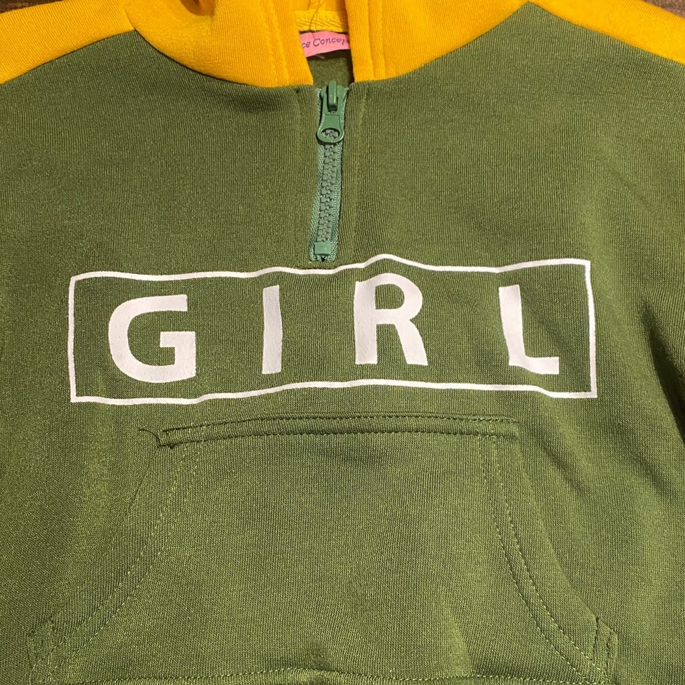 Green and Yellow GIRL quarter zip hoodie - Picture 3 of 7